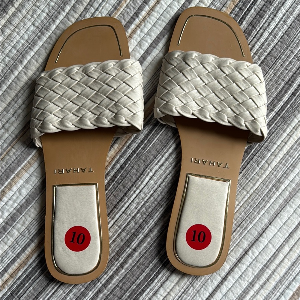 Tahari Cream Woven Sandals for Casual Wear